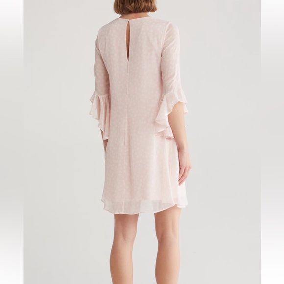 NWT Calvin Klein V-Neck Ruffle Sleeve Trapeze Minidress - Picture 14 of 15